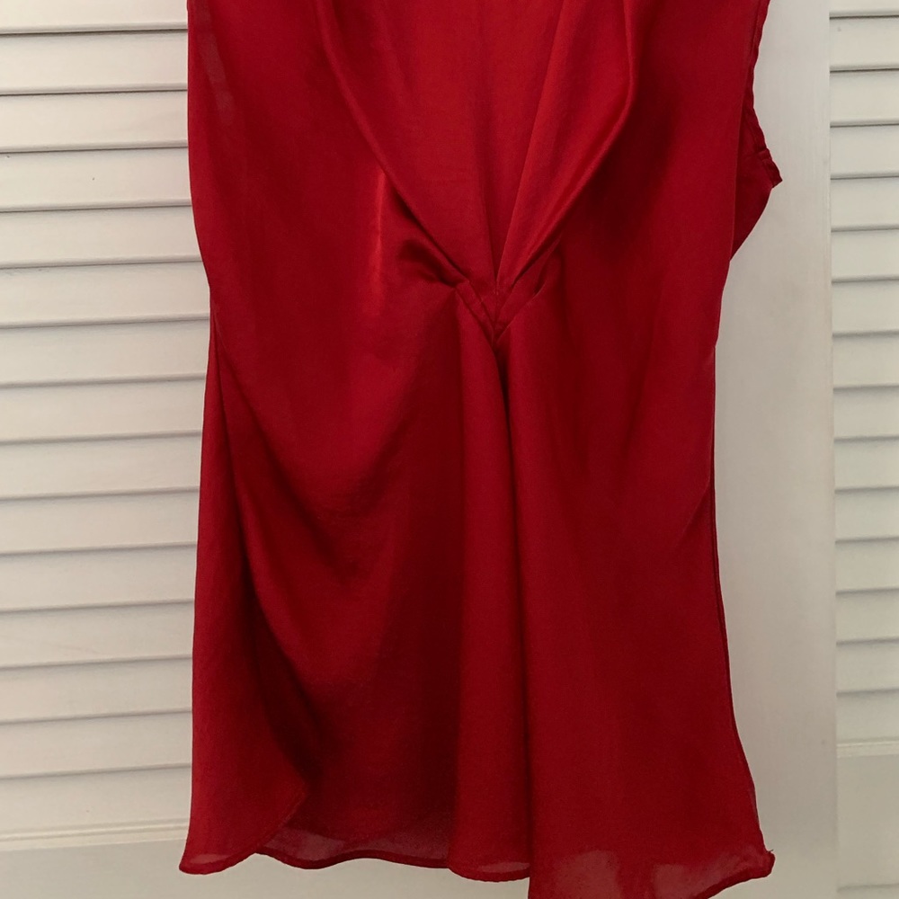 Sleeveless red silk top